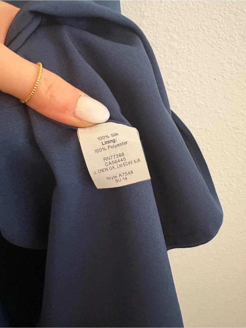 J. Crew Silk Twist Back Dress in Navy Size 4